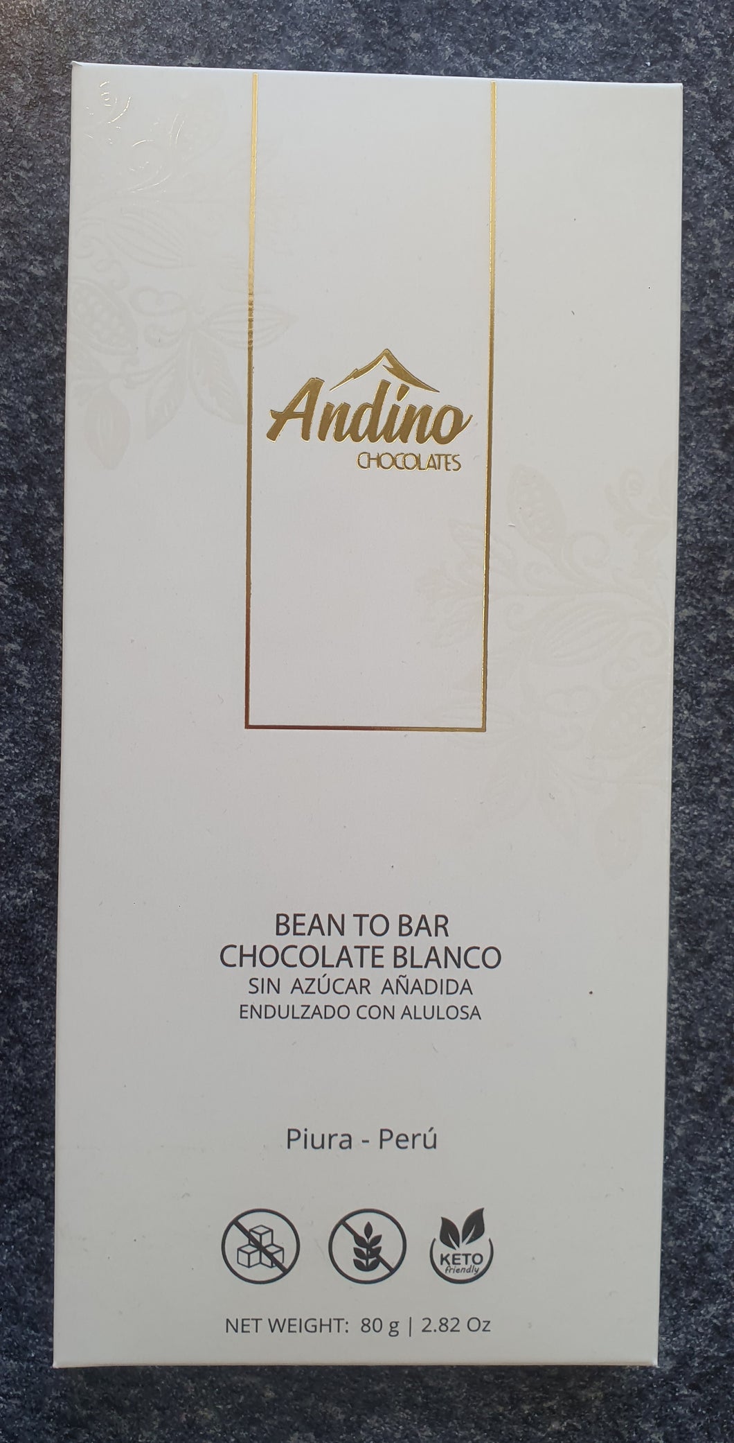 Barra Chocolate blanco Keto 80gr - Andino