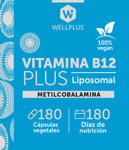 Cargar imagen en el visor de la galería, Vitamina B12 Liposomal 180 capsulas - Wellplus
