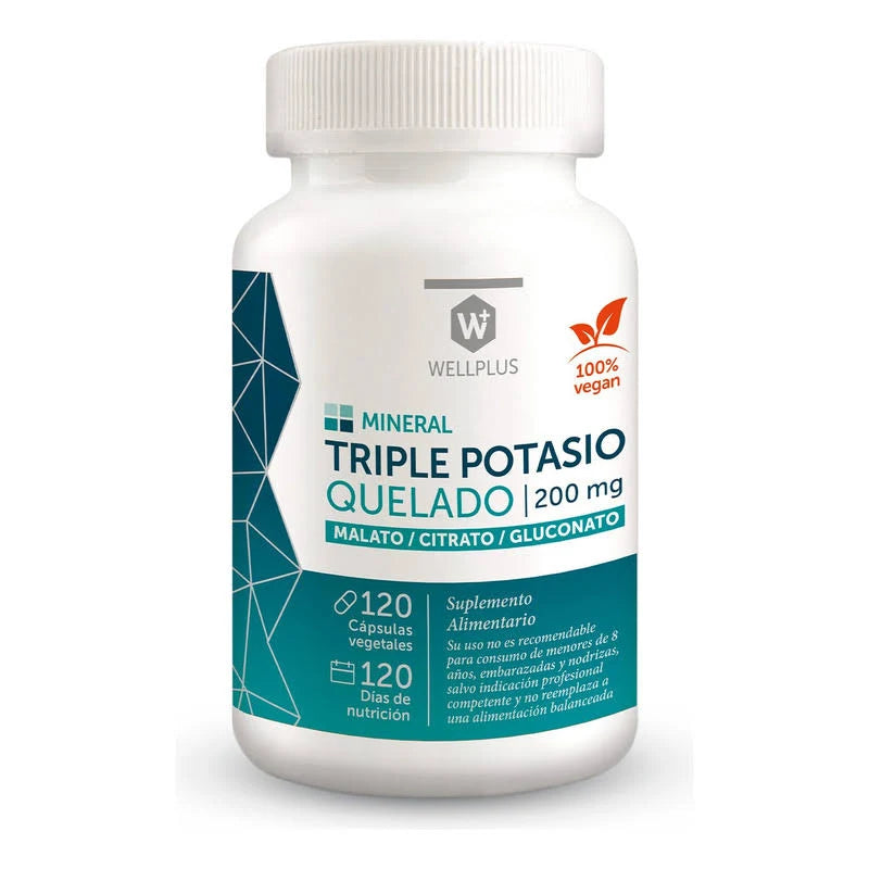 Triple Potasio Quelado 120 cápsulas - Wellplus