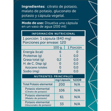 Cargar imagen en el visor de la galería, Triple Potasio Quelado 120 cápsulas - Wellplus
