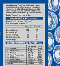 Cargar imagen en el visor de la galería, Vitamina B complex Plus Liposomal, 60 Cap, Wellplus
