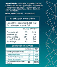 Cargar imagen en el visor de la galería, Magnesio Quelado + Zinc 120 Capsulas - Wellplus
